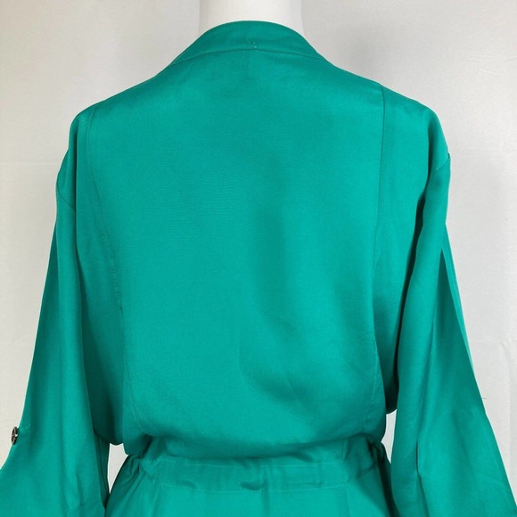 Beige‎ ECI Dress Womens Sz 10 Green Shirt  Drawstring Waist Buttons Pockets - Picture 5 of 10